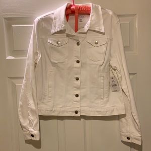 White Denim Jean Jacket - Women’s Large - Time and Tru - NWT